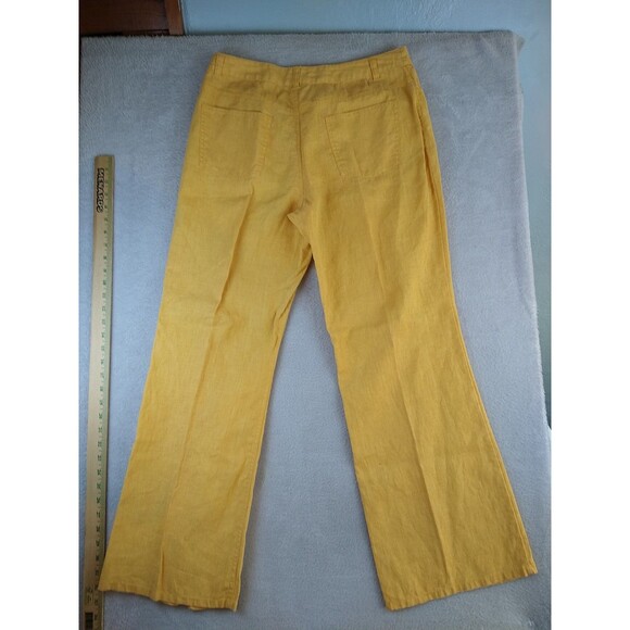 Metrostyle Wide Leg Linen Pants Women's 12 Vintage Yellow Mustard Beach Coastal - Picture 7 of 8
